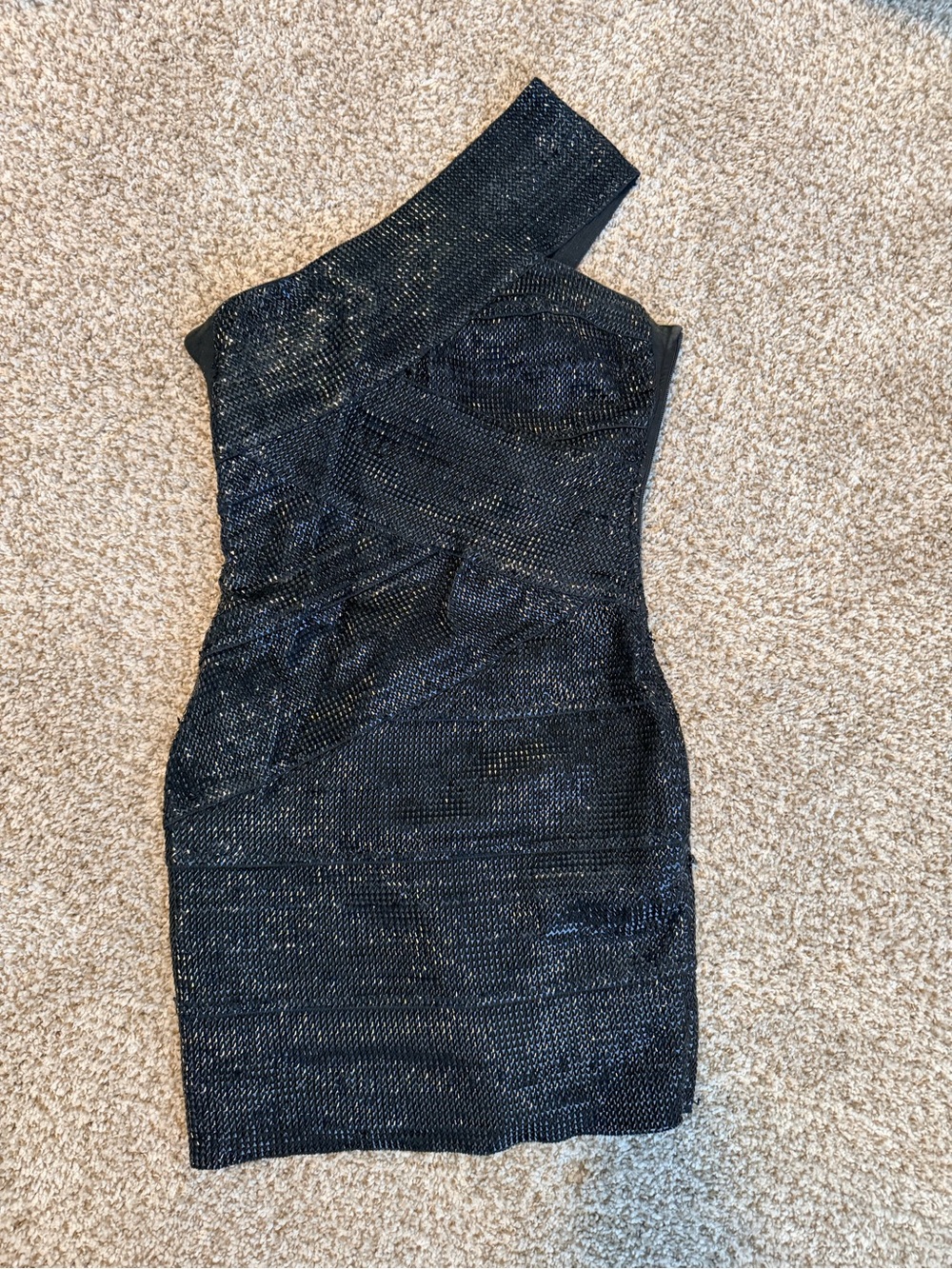 Forever 21 Black One-Shoulder Sparkle Mini Dress